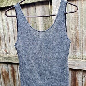 Silver glitter thread tank
